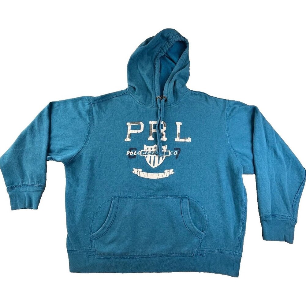 Polo Jeans Co Ralph Lauren Pullover Hoodie Men Large Blue Classic Sweatshirt Y2K - Picture 1 of 10
